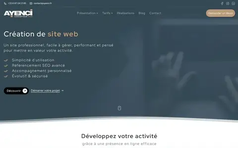 Page d'accueil du site Ayenci